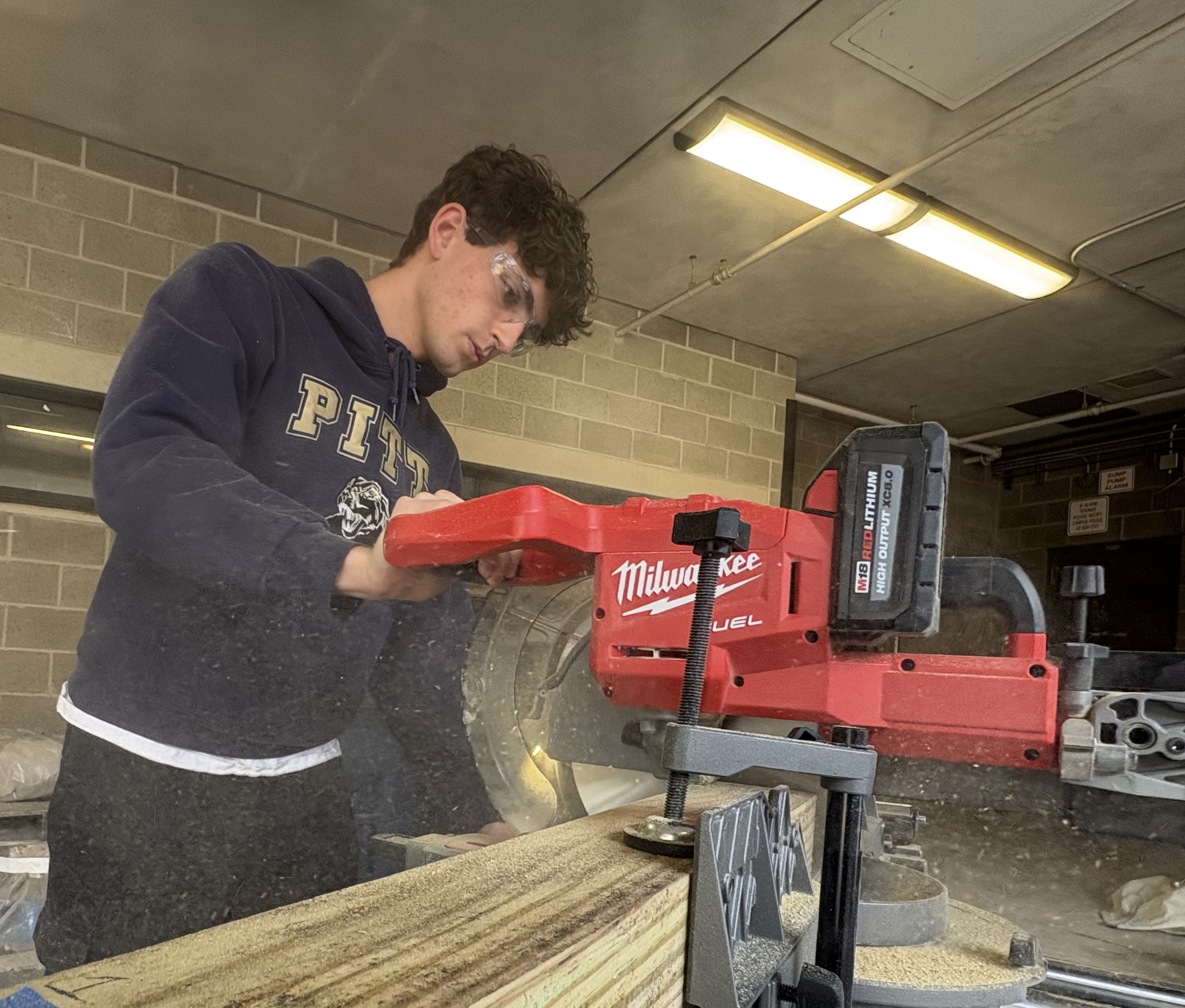 Finn working in the shop